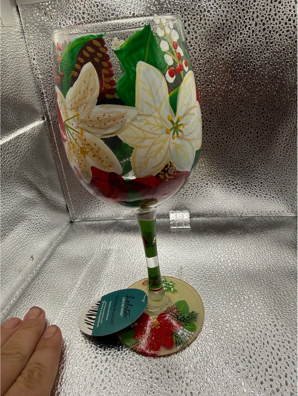 Lolita Holiday Bouquet Hand-Painted Wine Glass